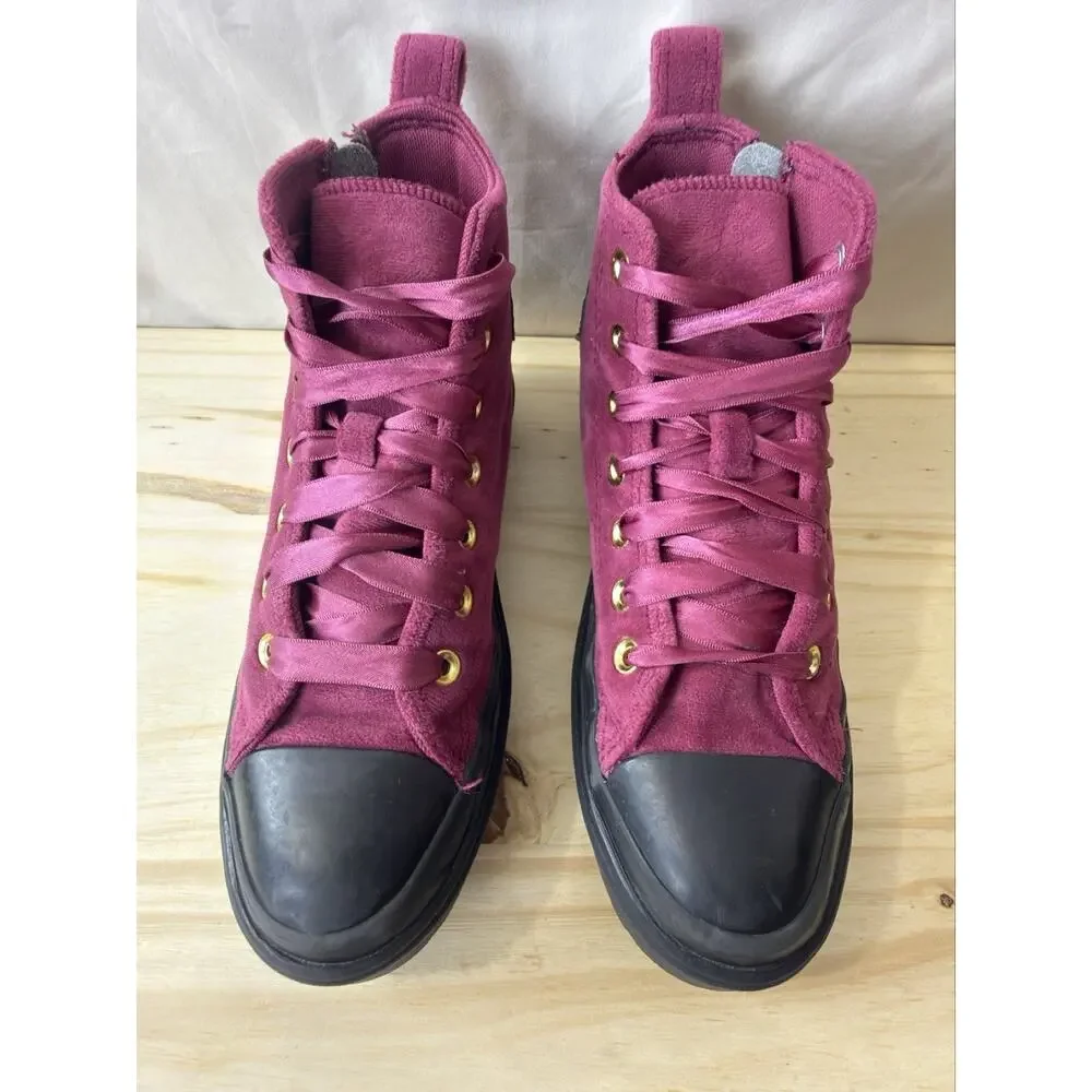 Converse Chuck Taylor Lugged High Top Platform Velvet Berry Big Kids Size 3.5